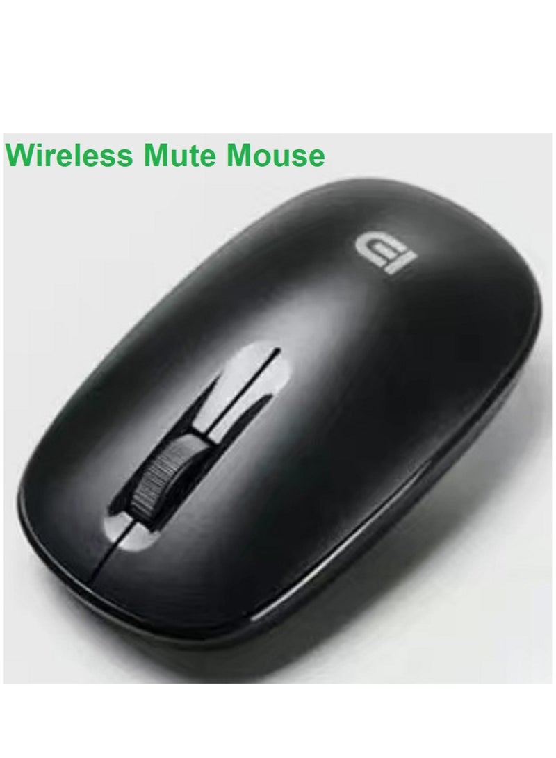 2.4G Wireless Mute Mouse Optical Tracking Power Saving Smooth Scroll Wheel Black
