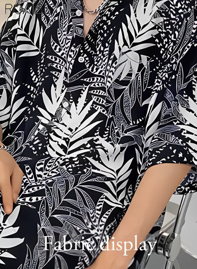 Men's Hawaiian Printed Vacation Shirt Lightweight And Stylish Loose Fitting Lapel Short Sleeved Top Button Open Close Beach Cardigan
