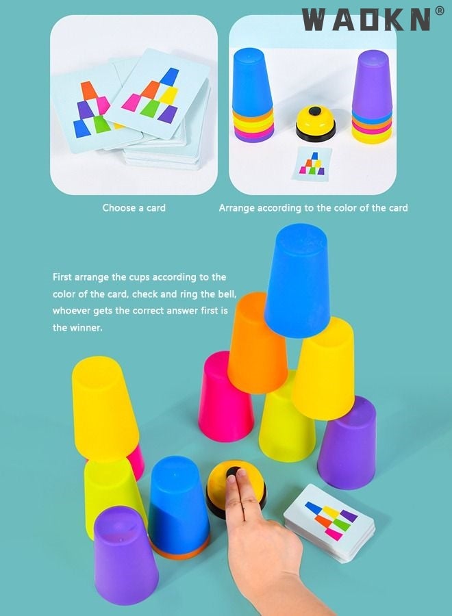 Portable Quick Cups Games for Kids and Classic Family toys 12PCS Quick Stack Cups Training Games Challenge Competition for Kids Adults Travel Party Games