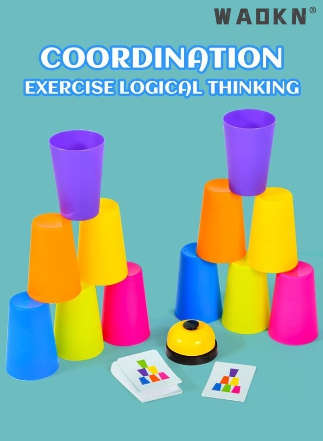 Portable Quick Cups Games for Kids and Classic Family toys 12PCS Quick Stack Cups Training Games Challenge Competition for Kids Adults Travel Party Games