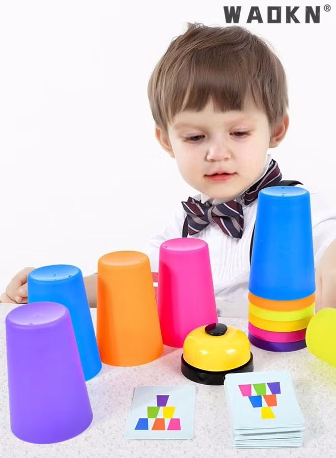 Portable Quick Cups Games for Kids and Classic Family toys 12PCS Quick Stack Cups Training Games Challenge Competition for Kids Adults Travel Party Games