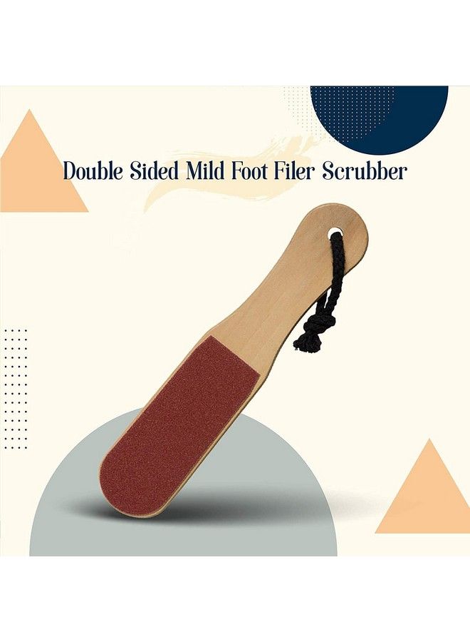 Double Sided Mild Foot File Scrubber For Dead Skin Callus Remover Pedicure Tool Foot Scrubber With Wooden Handle Black 60 G