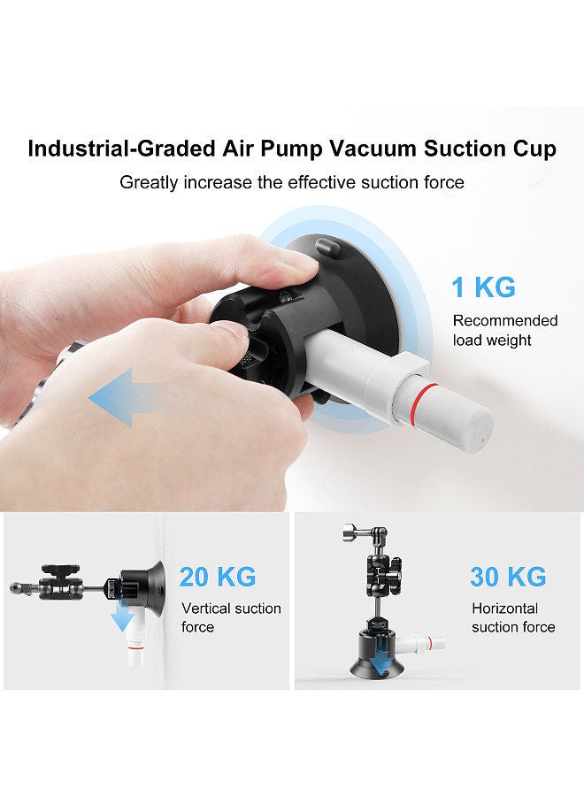 PULUZ PU845B Suction Cup Mount for Action Camera Suction Camera Mount Bracket Dual 360° Rotatable Ballheads Replacement for GoPro Hero 11/10/9/8, Osmo Action 3/2