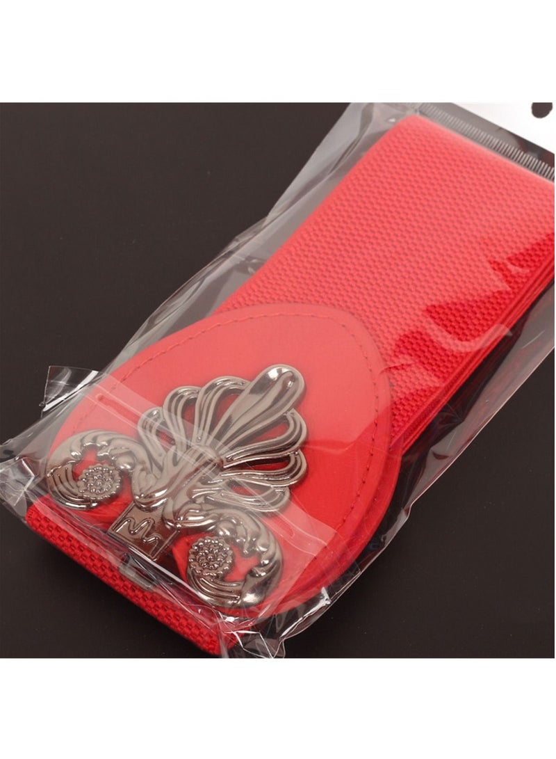 High-grade Retro Buckle Hook Slim Waist Strap Elastic Waist Seal Red