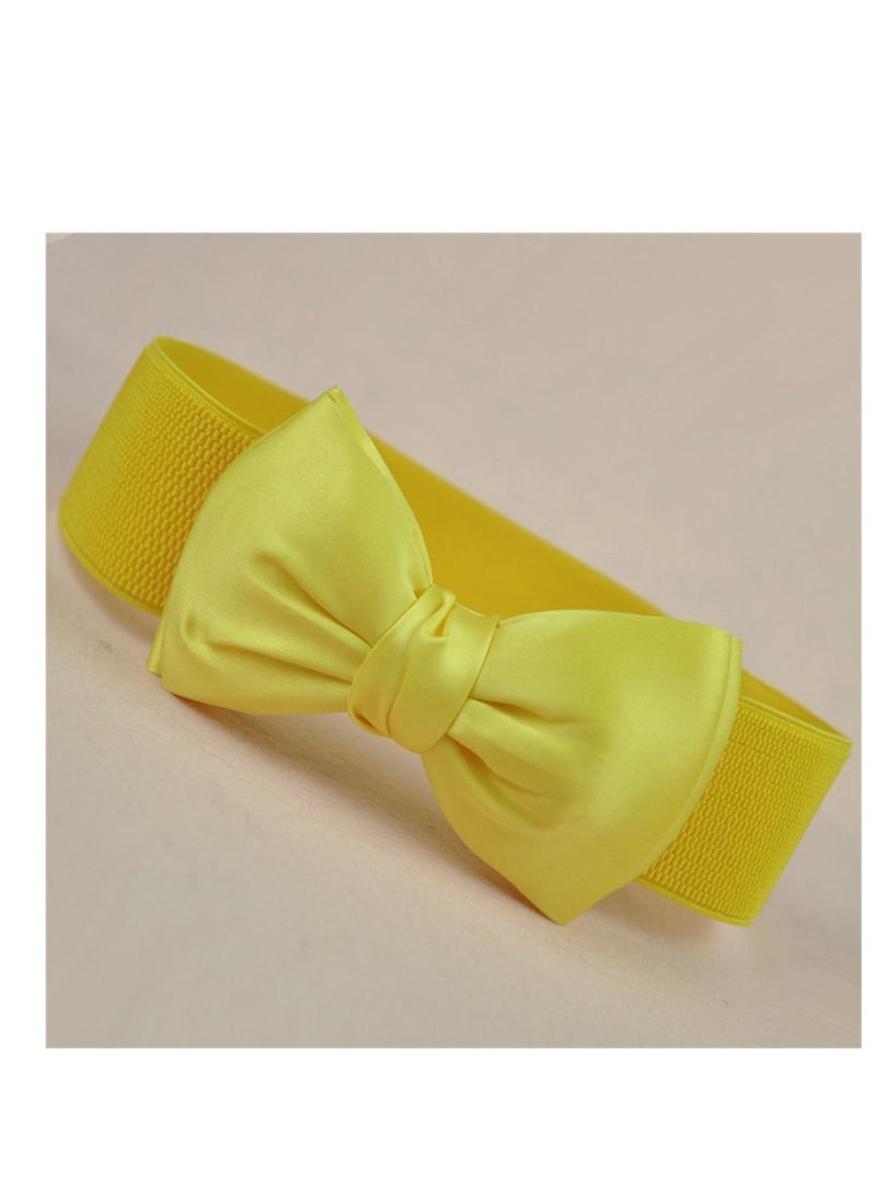 Everything Chiffon Bow Waist Seal Adornment Belt Lady 65-90cm Yellow