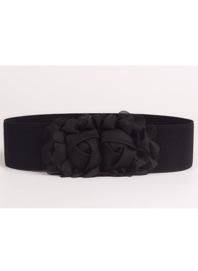 Decorative Female Simple All Kinds Of Elastic Belt rose Elastic Waist Seal 60g Black