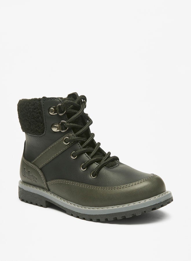Boys' Fur Textured High Cut Boots with Zip Closure
