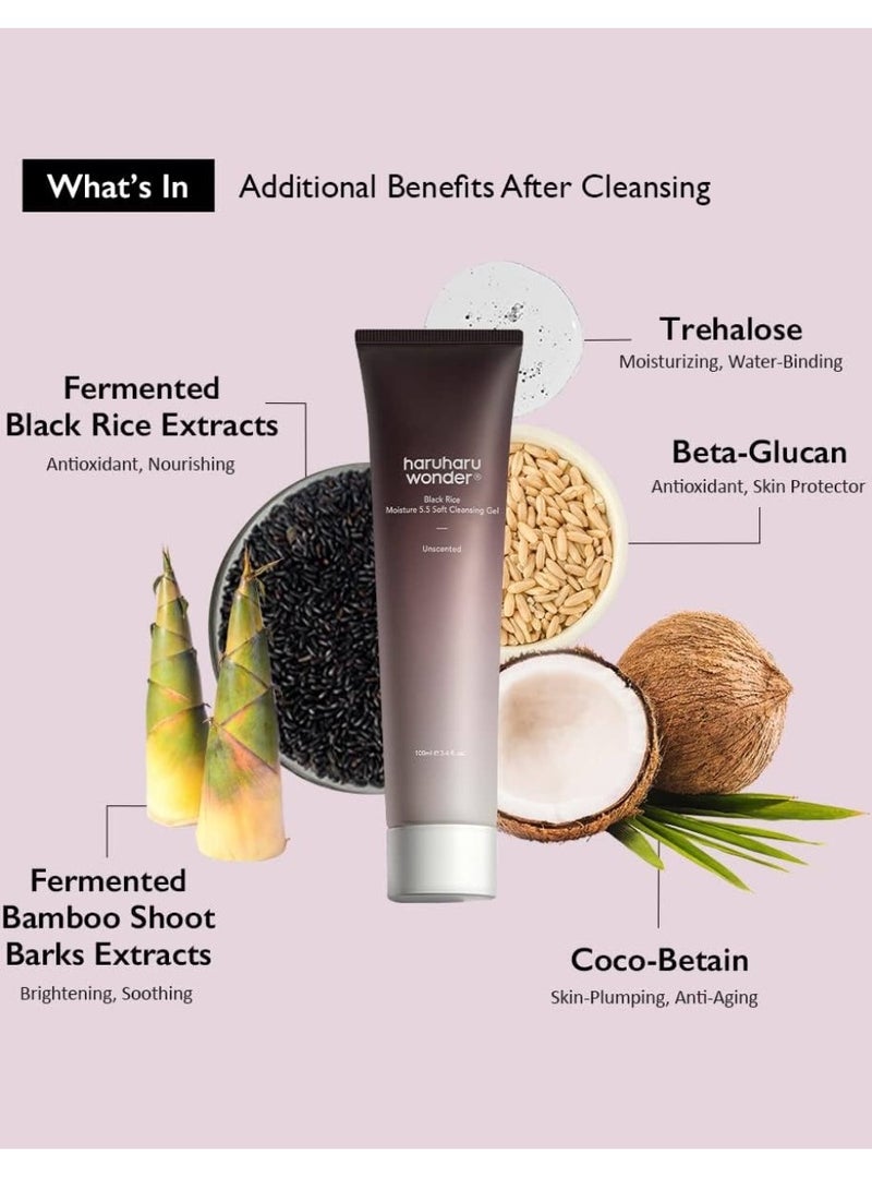 Wonder Black Rice Moisture 5.5 Soft Cleansing Gel 100ml Fermented Black Rice Face Wash Foam Cleanser