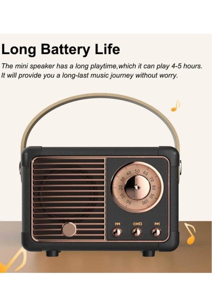 HM-11 Bluetooth Portable Radio, Retro Mini Speaker with Clear Stereo Sound, Rich Bass for iPhone, Android Devices and Tablets(Black)