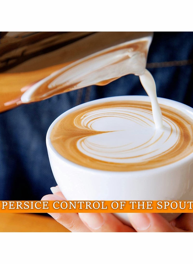 Espresso Milk Frothing Pitcher Stainless Steel Milk Frothing Pitcher 12Oz/350Ml Coffee Milk Frother Cup With Heat Resistant Silicone Grip Pads For Espresso Machine Milk Frother Latte Art (Silver)