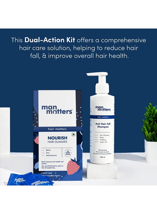 Biotin Hair Gummies [30N] & Anti Hair Fall Shampoo [200Ml] ; With Dht Blocker Biotin Caffeine ; Stage 1 Hair Loss Kit ; Improves Scalp Health Strengthens Hair Reduces Hair Fall