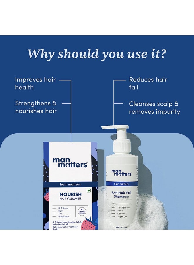 Biotin Hair Gummies [30N] & Anti Hair Fall Shampoo [200Ml] ; With Dht Blocker Biotin Caffeine ; Stage 1 Hair Loss Kit ; Improves Scalp Health Strengthens Hair Reduces Hair Fall