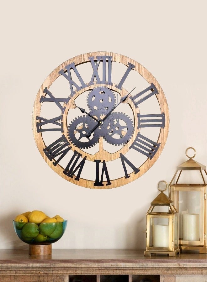 Vintage Elegance Unleashed 60cm European Retro Metal Wall Clock with Large Roman Numerals  Silent Battery Operated Timepiece for Timeless Home Decor in Bedrooms Living Rooms and Offices