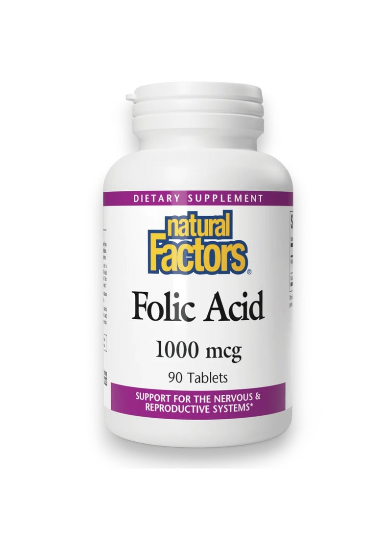 Folic Acid, 1000mcg, 90 Tablets