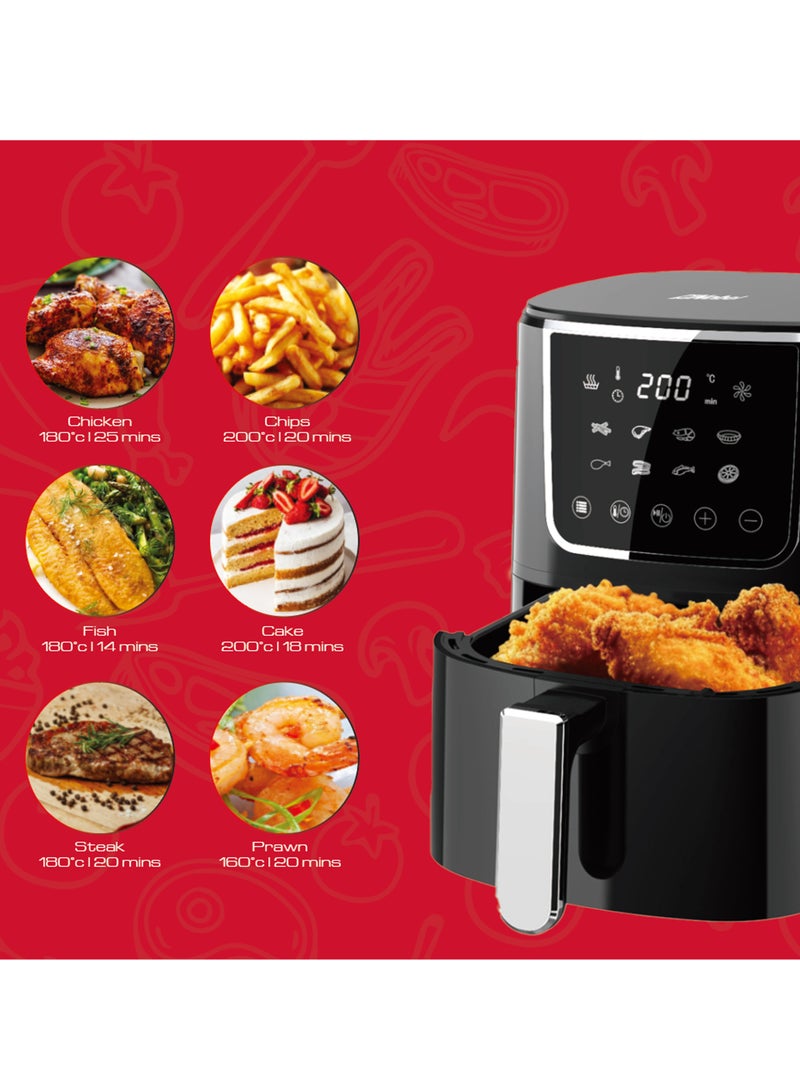 Air Fryer 4L Capacity, Multifunctional Fryer with Delay Function, Overheat Prevention, Digital Touch, 8 Preset Programs, High-Speed Air Circulation, Non-Stick 4 L 1400 W NAF600 Black