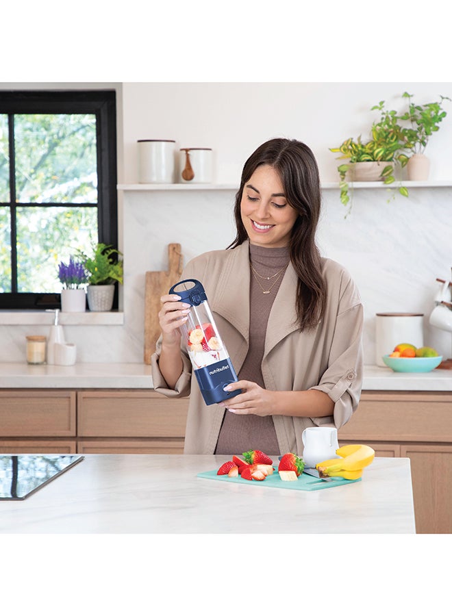 Portable Blender for Protein Shake, Smoothie, Frozen Fruit & Ice, Tritan Plastic, BPA-Free with Handled Sip Lid, USB-C Rechargeable 2200mAh Battery, Dishwasher Safe Parts, 475 ml 100 W BD-BX630A-23 Navy Blue