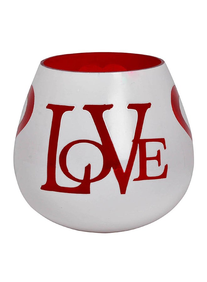 Round Glass Tealight Candle Holder Red/White 4X3.6X3.6inch