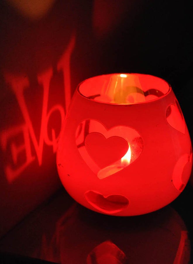 Round Glass Tealight Candle Holder Red/White 4X3.6X3.6inch