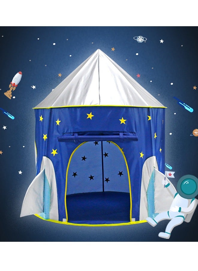 Rocket Ship kids Tent - Space Themed Pretend Play Tent - Space Play House - Spaceship Tent For Kids - Foldable Pop Up Star Play Tent Blue