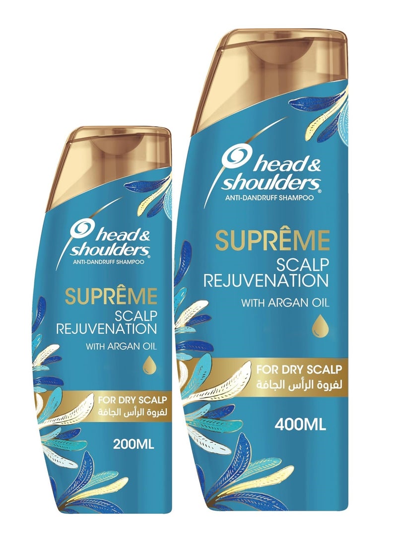 Anti-Dandruff Shampoo Supreme Sclap Rejuvenation With Argan Oil For Dry Sclap 400ml With 200ml