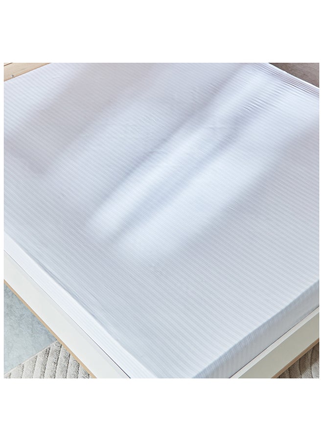 Hamilton Satin Stripe Cotton King Fitted Sheet 180x210 cm White