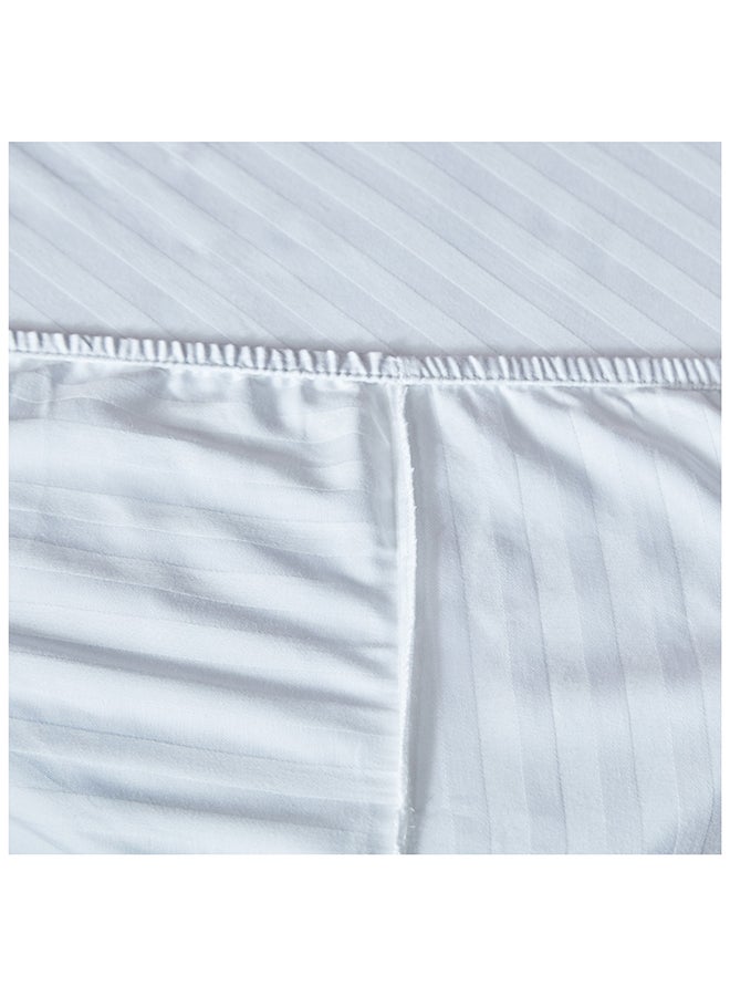 Hamilton Satin Stripe Cotton King Fitted Sheet 180x210 cm White