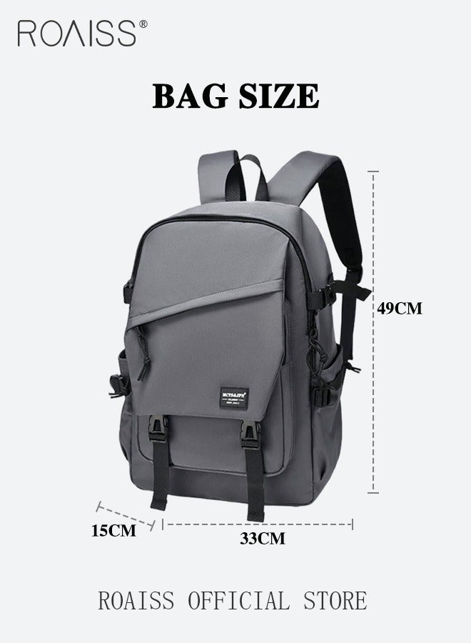 Classic Large Capacity Backpack Fit 17 Inch Laptop Multifunction Casual Water Resistant Oxford Double Shoulder School Bag