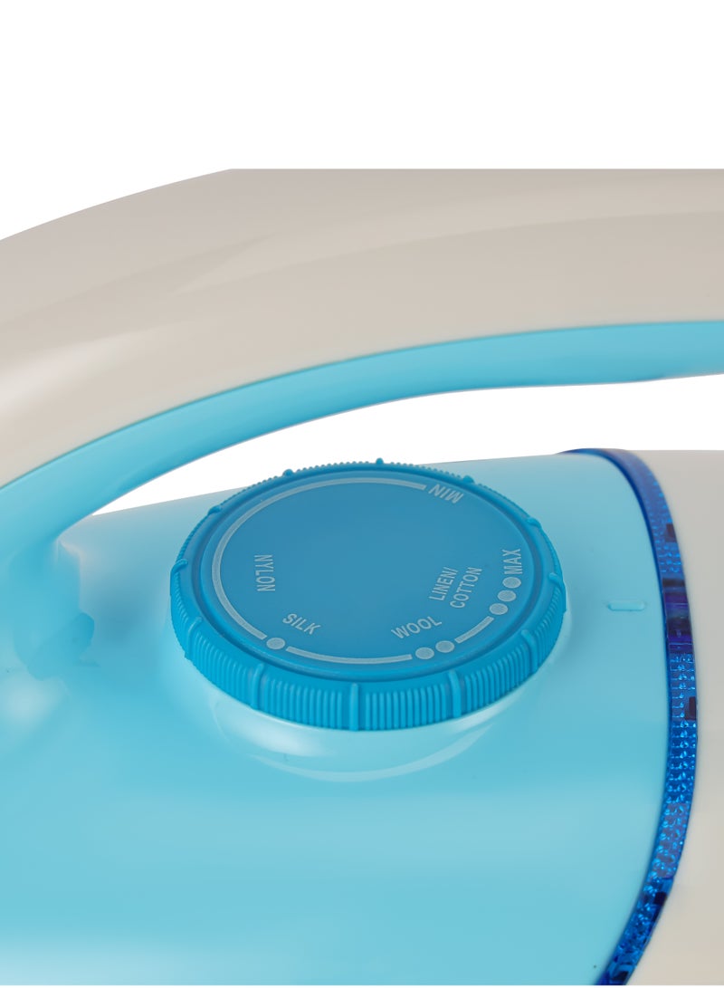 Automatic Dry Iron With 60 Microns Golden Teflon Coating, 1200 Watt Power, Automatic Cut-Off, Thermostatic Pilot Lamp Indicator, Temperature Setting Dial, Overheat Protection 1200 W GDI23017 Blue