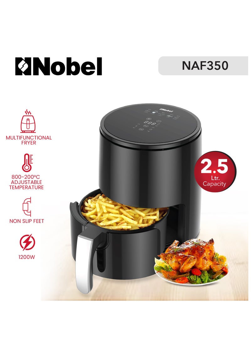 Multifunctional Air Fryer With 6 Preset Programs, Overheat Prevention, Digital Touch With 1-60 Min Timer 2.5 L 1200 W NAF350 Black