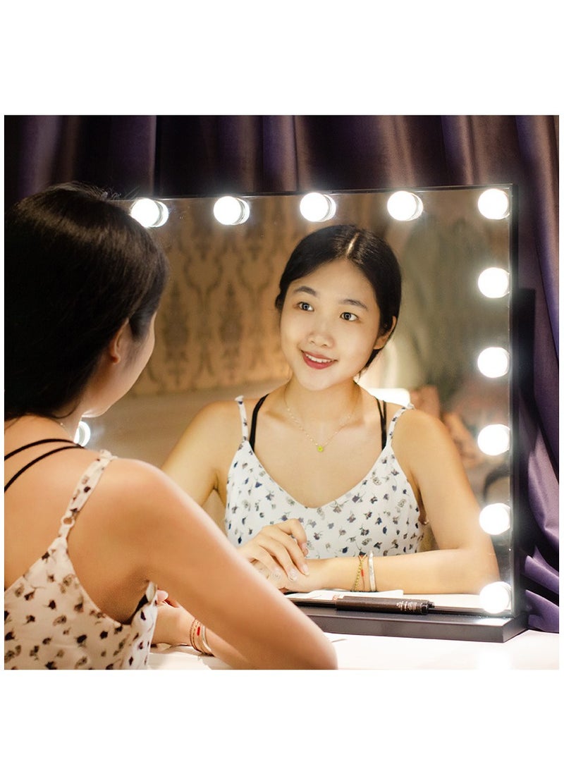 50*42 cm Vanity Mirror with Lights, 13 Dimmable LED Bulbs 3 Color Lighted Makeup Mirror, Tabletop or Wall-Mounted, Touch Control