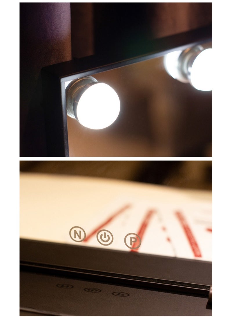 50*42 cm Vanity Mirror with Lights, 13 Dimmable LED Bulbs 3 Color Lighted Makeup Mirror, Tabletop or Wall-Mounted, Touch Control