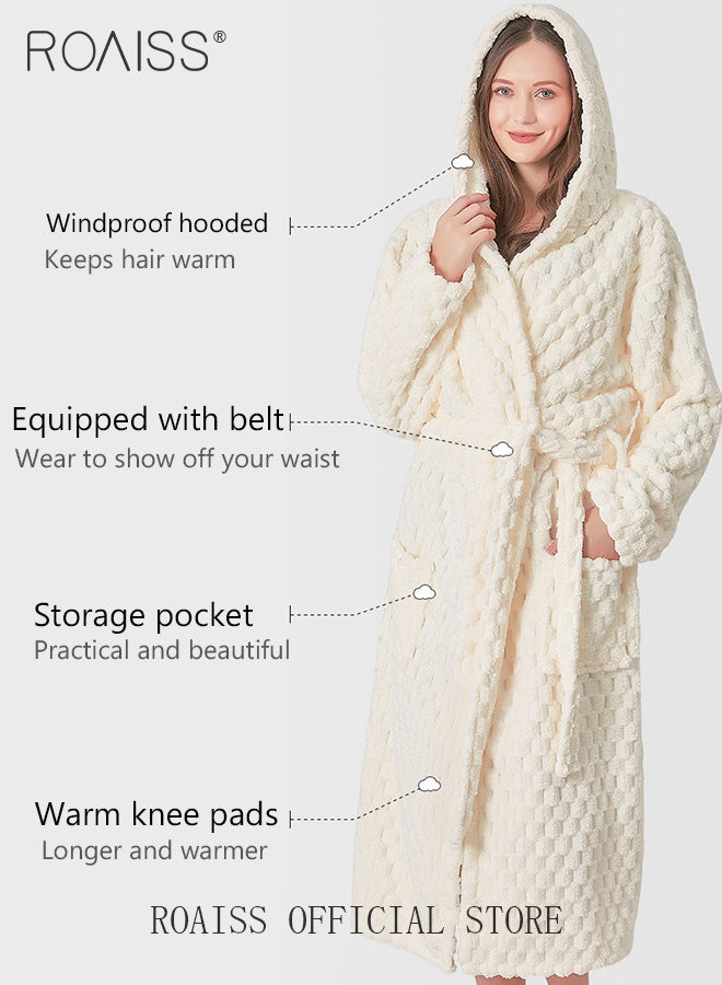 Thicken Absorbent Bathrobe Unisex Cloud Pattern Coral Fleece Sleepwear Autumn Winter Ladies Lightweight Soft Non Shedding Robe with Hood