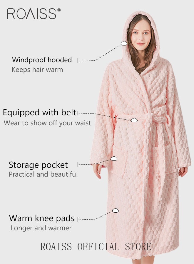 Thicken Absorbent Bathrobe Unisex Cloud Pattern Coral Fleece Sleepwear Autumn Winter Ladies Lightweight Soft Non Shedding Robe with Hood