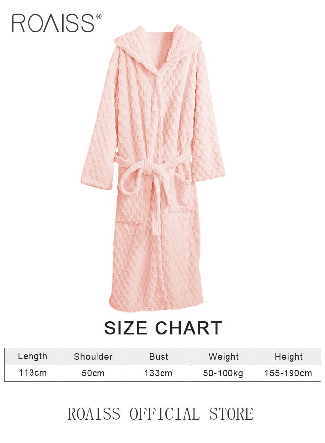 Thicken Absorbent Bathrobe Unisex Cloud Pattern Coral Fleece Sleepwear Autumn Winter Ladies Lightweight Soft Non Shedding Robe with Hood