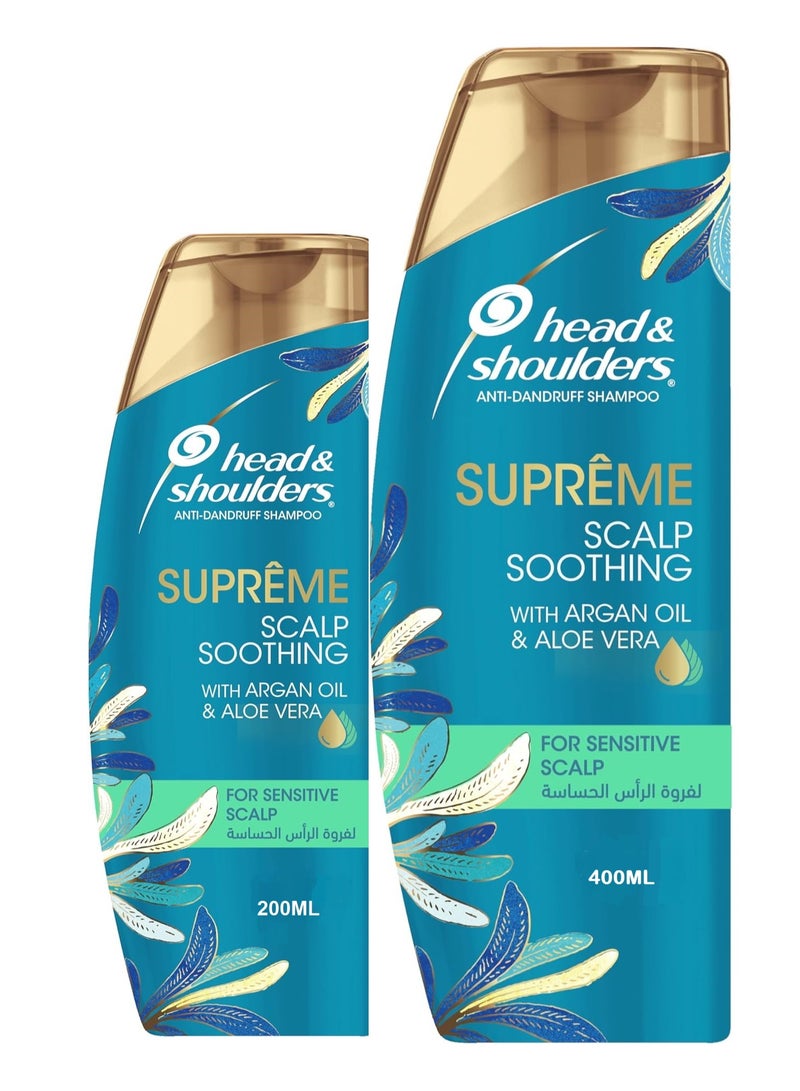 Supreme Anti-Dandruff Shampoo With Argan Oil And Aloe Vera For Sensitive Scalp Soothing 400ml With 200ml