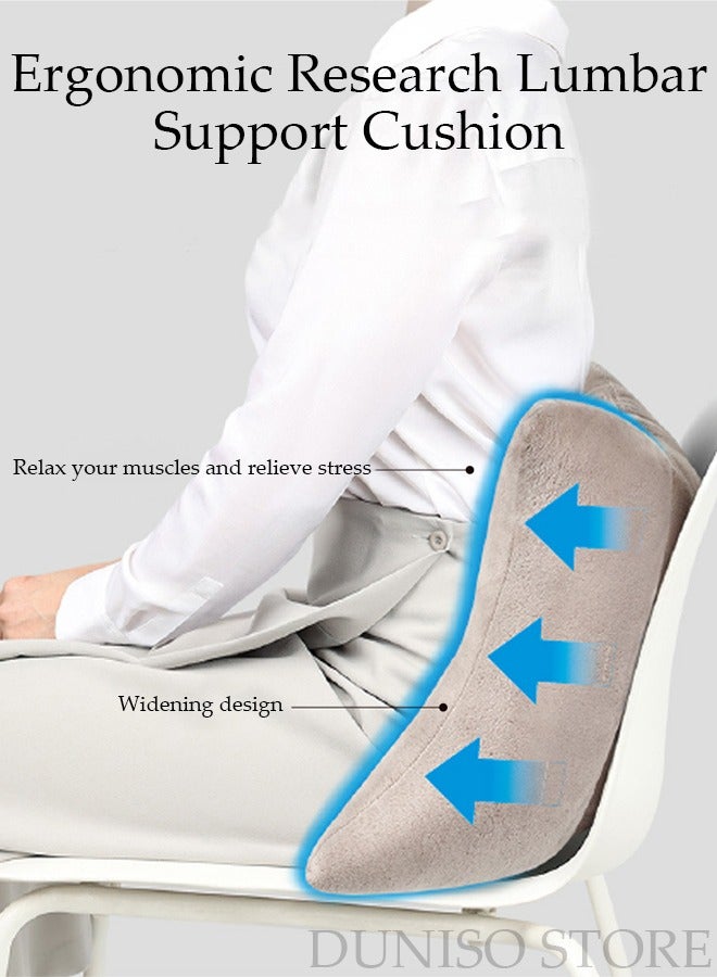 Lumbar Support Pillow Memory Foam Lumbar Pillow for Lower Back Support Back Cushion for Pain Relief Perfect Lumbar Support Pillow for Office Chair Car Seat Bed Recliner