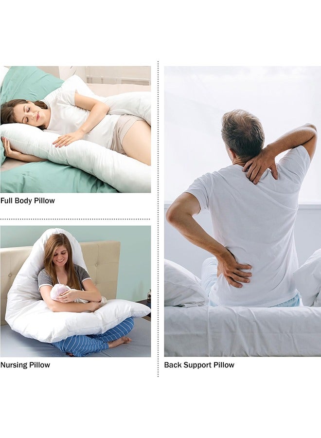 U-Shaped Multifunctional, Elegant Maternity Pillow Women’s Side Sleeping White Cotton 80 x 120cm