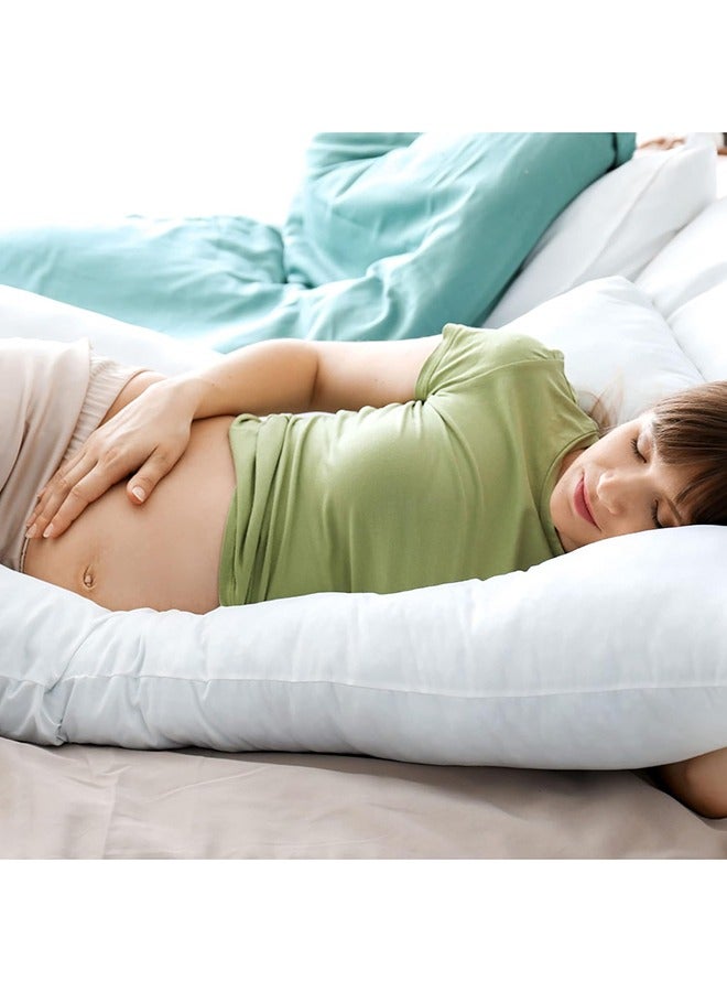 U-Shaped Multifunctional, Elegant Maternity Pillow Women’s Side Sleeping White Cotton 80 x 120cm