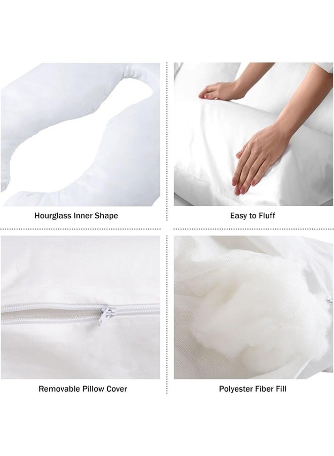 U-Shaped Multifunctional, Elegant Maternity Pillow Women’s Side Sleeping White Cotton 80 x 120cm