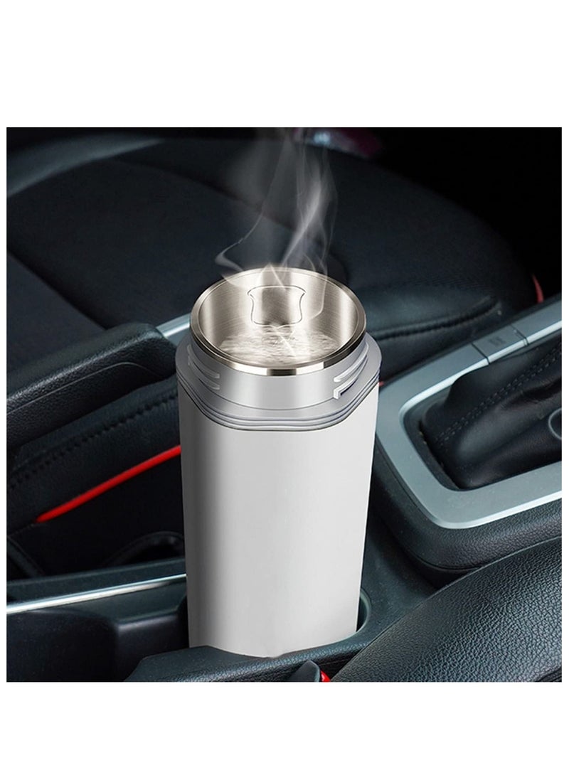 Portable Electric Kettle, Small 350ml Small Electric Kettle, Mini Thermos with Auto Shut-Off for Milk, Coffee, Tea (White)