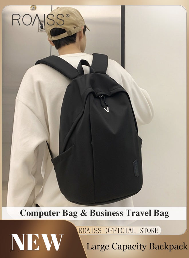 Unisex Large Capacity Solid Color Backpack Minimalist Casual Multifunctional Student Daypack Scientific Storage Travel Bags Computer Bag