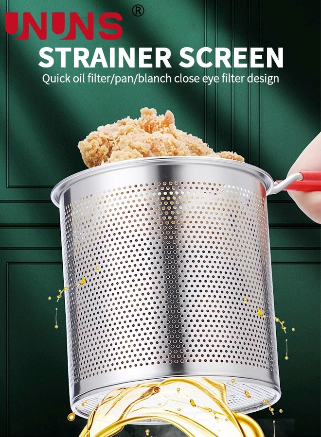 Deep Fryer Pot,1.2L 304 Stainless Steel Japanese Style Fryer Pan With Oil Filter Mesh,Lid And Clip,Non Stick Fryer Uniform Heating For General Purpose Gas Stove,4PCS