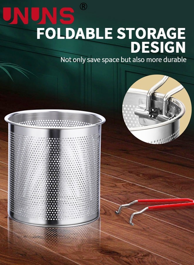 Deep Fryer Pot,1.2L 304 Stainless Steel Japanese Style Fryer Pan With Oil Filter Mesh,Lid And Clip,Non Stick Fryer Uniform Heating For General Purpose Gas Stove,4PCS