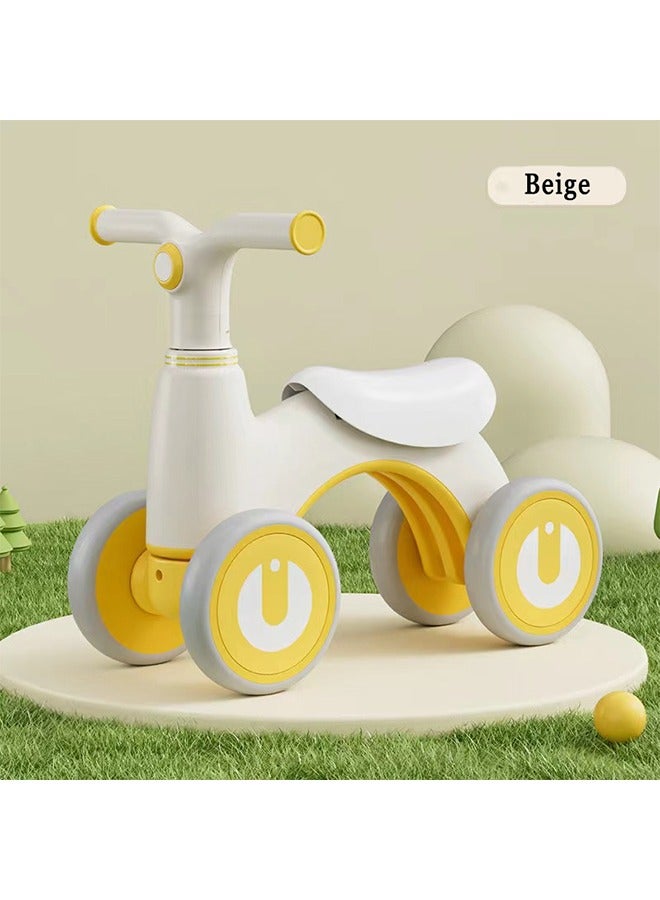 Baby Balance Bike with 4 Wheels,Toddler Bicycle Toy with Music and Light for Ages 12-36 Months Gifts,Adjustable Height Toddler Balance Car Toy, Indoor Outdoor No Pedals Balance Training Bicycle