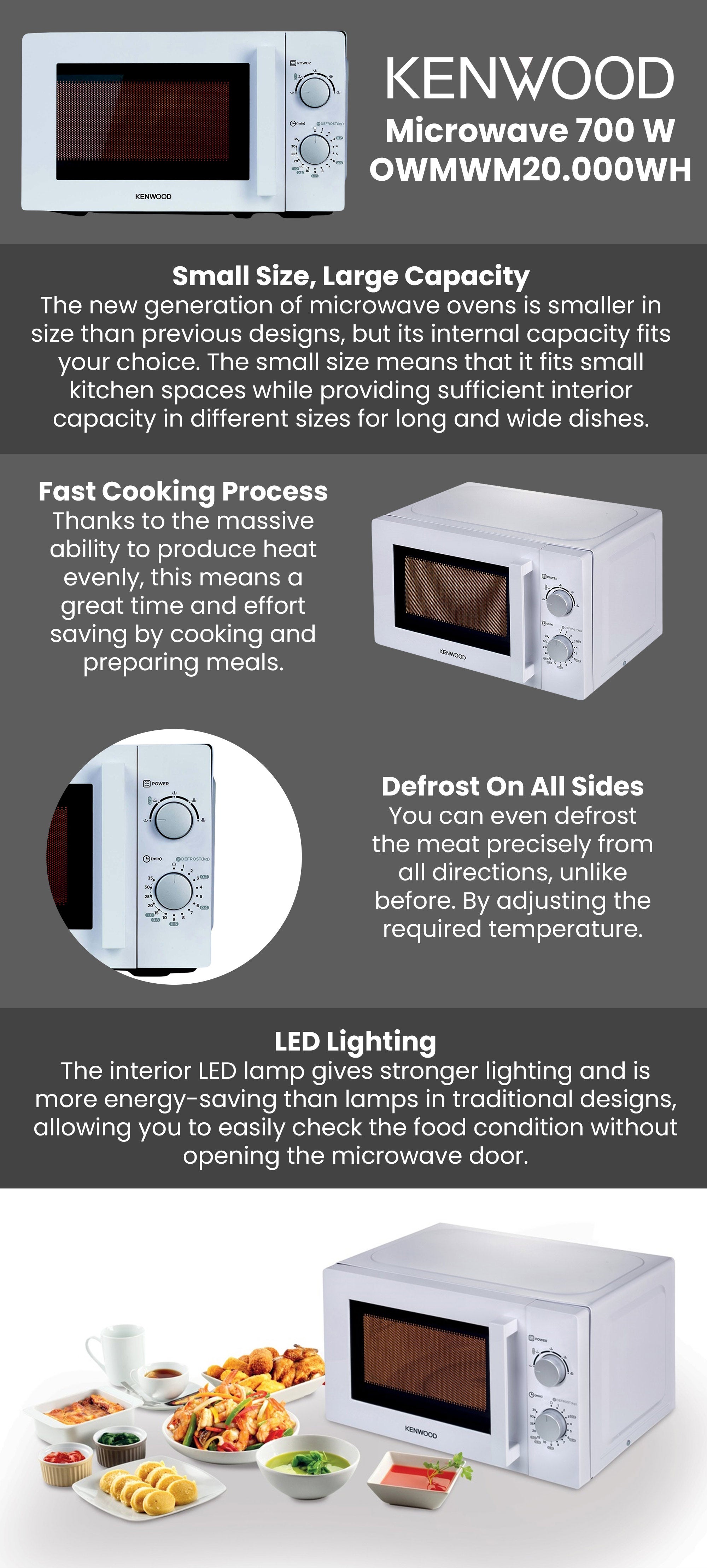 Microwave, Grill, 5 Power Levels, Defrost Function, 35 Minutes Timer, 20 L 700 W OWMWM20.000WH White
