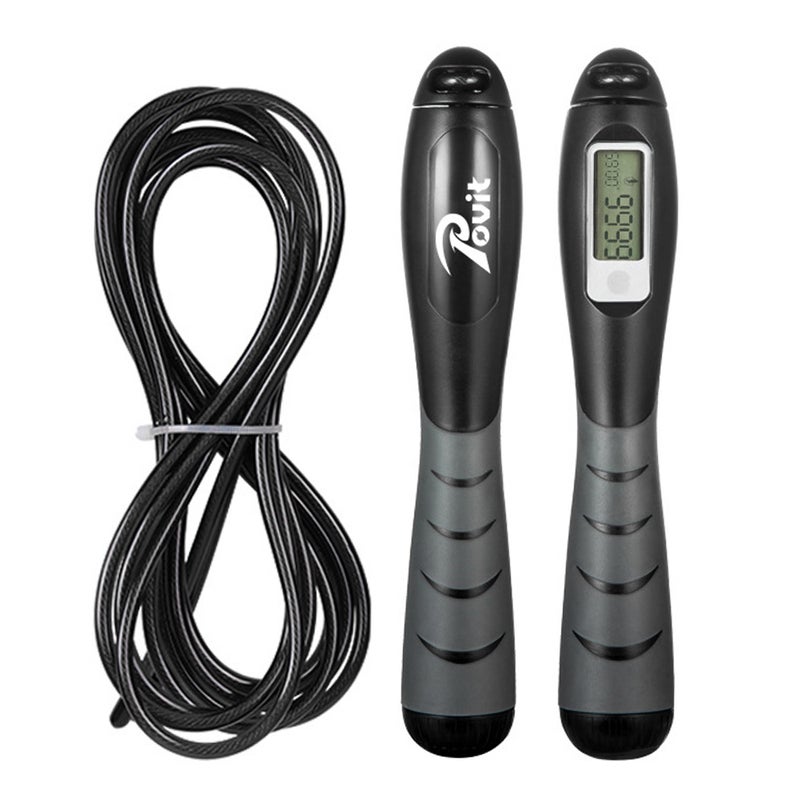Adjustable Steel Wire Skipping Rope With Counter Touch Display 15cm