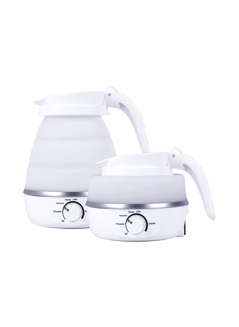 Foldable Electric Kettle, Mini 600ml with 5 Adjustment Modes, Detachable Power Supply, Kettle for Hiking Camping and Indoor Food Grade Silicone