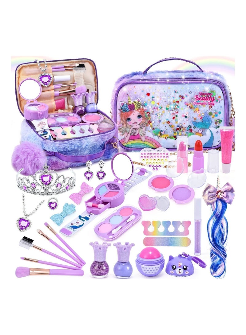 Kids Makeup Kit for Girls Unicorn Set Real Washable Make up Little Girl Princess Toddler Kid Birthday Gifts Toys Girls 3 4 5 6 7 8 9 10 Year Old