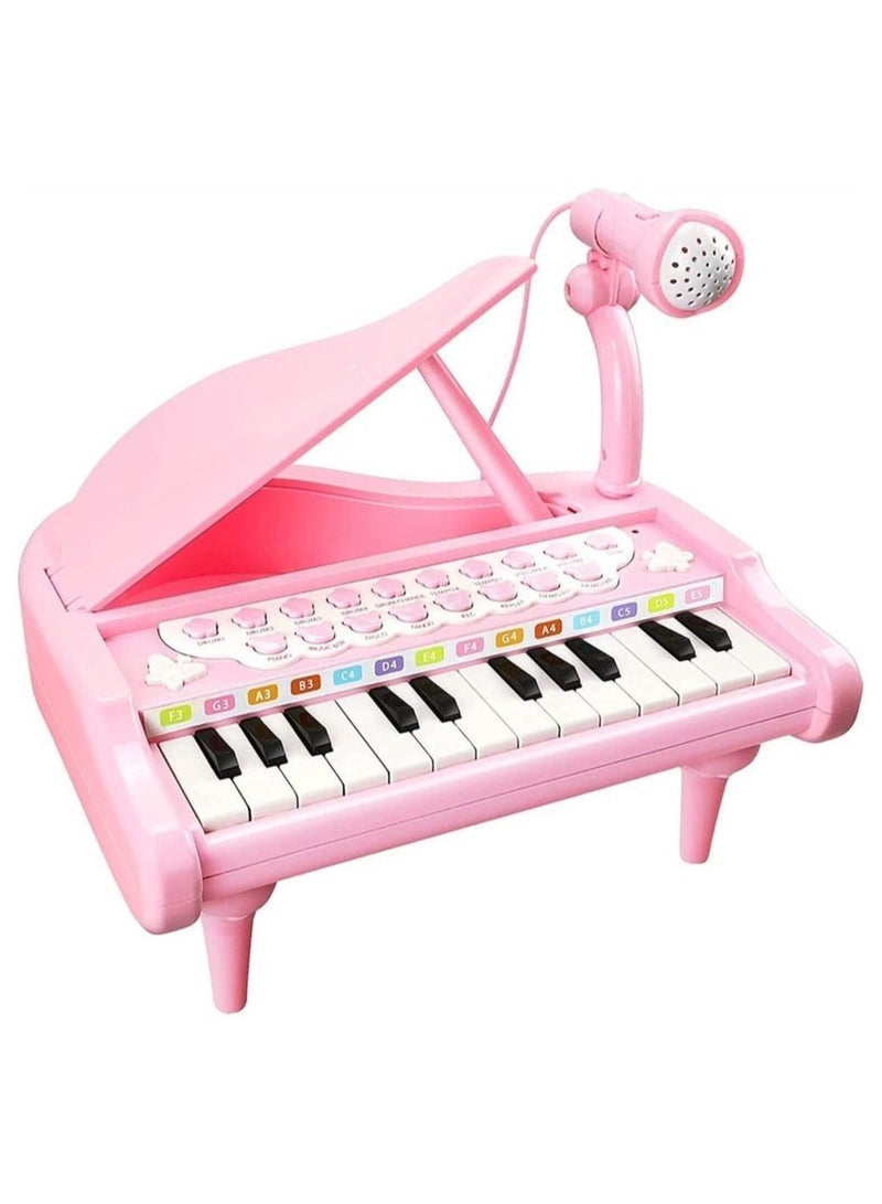 Toddler Piano Toys, 24 Keys Electronic Toy with Built-in Microphone & Music Modes, Multifunctional Musical Keyboard PianoToy for 1 2 3 4 Years Old Girls