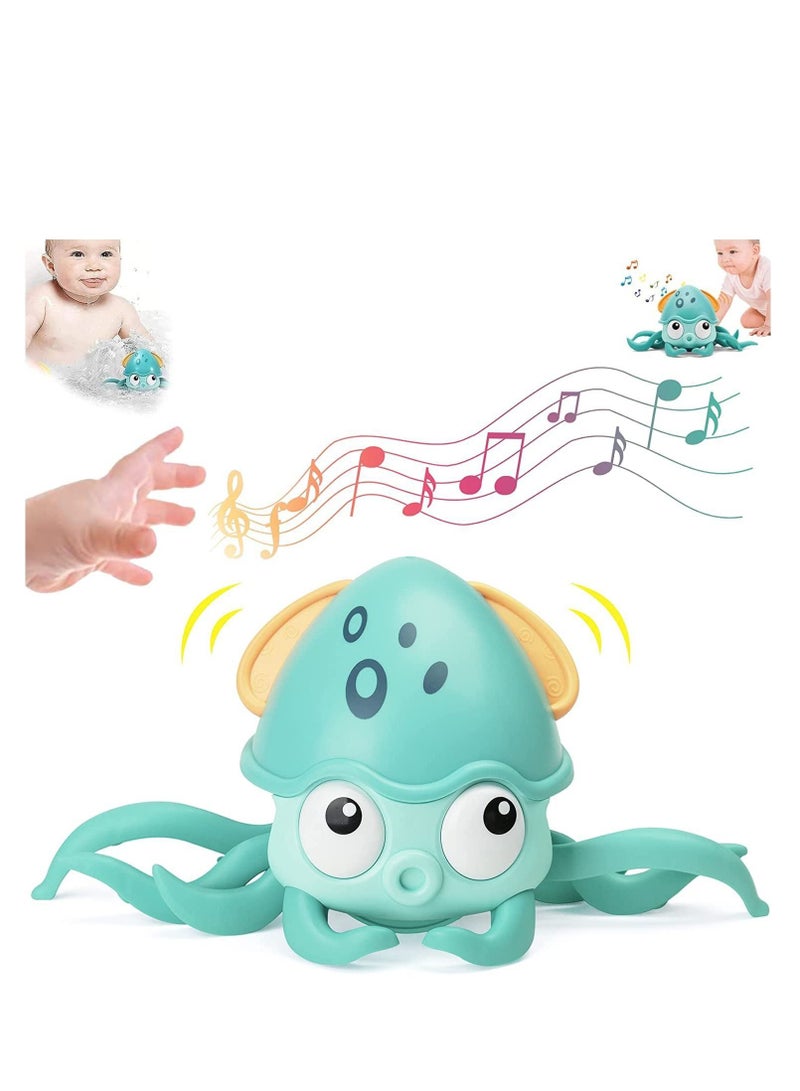 DMG Baby Crawling Octopus Musical Toy,Interactive Walking Dancing Toy with Music Sounds & Lights, Automatically Avoid Obstacles,USB Charging Cable Included,Fun Moving for Babies